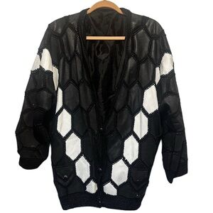Vintage leather patchwork cardigan size XL dolman sleeves